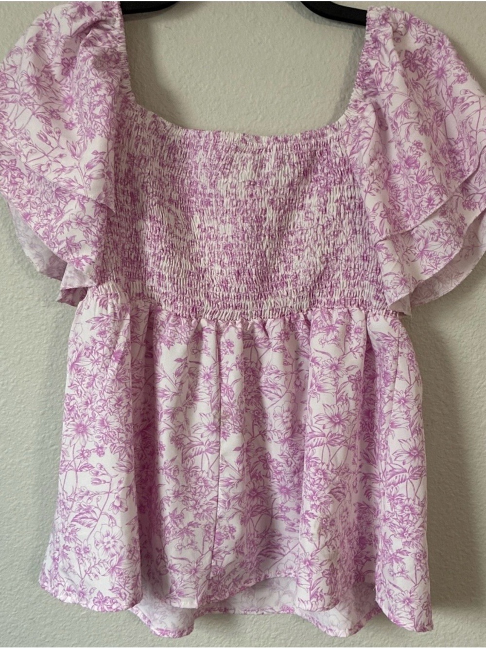 Shein Women’s Pink Floral Smocked Peplum Top